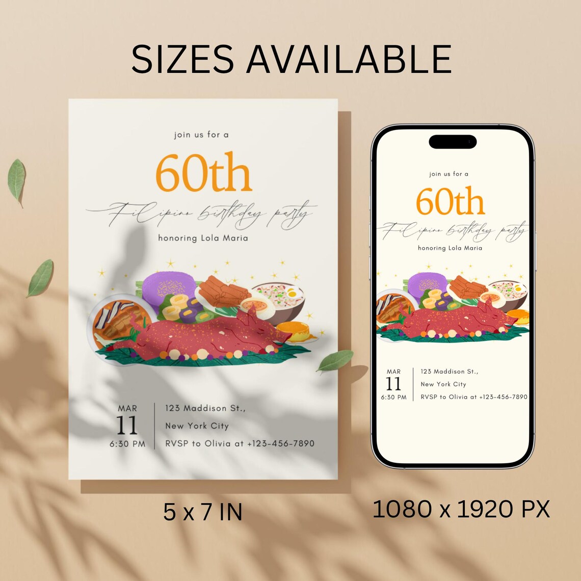Editable Filipino Fiesta 60th Birthday Invitation | Traditional ...