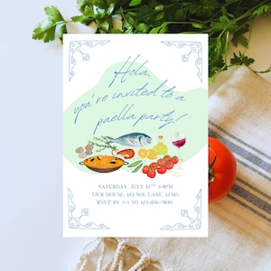 Paella Party Invitation | Canva Template | Spanish Dinner Party | Backyard Dinner Party | Dinner Party Editable Invite | Canva Template 5x7