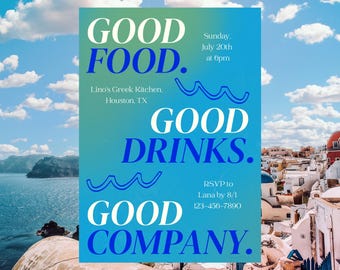 Invitación a cena de verano: Plantilla editable de Canva para fiesta en la playa (descarga digital de 5x7)