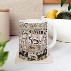 Wanted Poster Ceramic Mug - Perfect for Anime Lovers, Unique Gift Idea, Coffee Lovers, Home Decor, Birthday Present