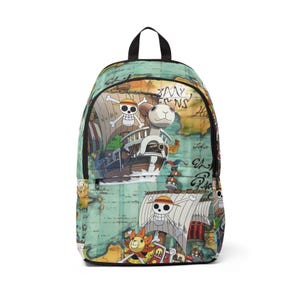 One Piece Pirate Ship Adventure Backpack | Unisex Fabric Design | Perfect for School | Travel | Everyday Use | Unique Gift | Stylish Bag