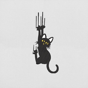 Black Cat Halloween Embroidery Design, Spooky Cat Scratching Machine File for Machine Embroidery, Instant Download, PES DST File