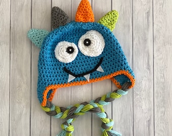 Crochet monster hat, monster costume, halloween costume, newborn photo prop, toddler monster hat, baby halloween costume, monster beanie