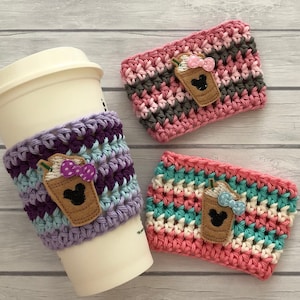 Coffee cozy, coffee sleeve, cup cozy, coffee cup cozy, crochet cup cozy, drink cozy, reusable cup sleeve, colorful coffee cozy image 1