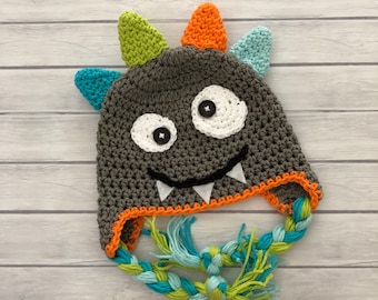 Monster hat, crochet monster hat, baby hat, Halloween hat, Halloween, monster costume, baby boy hat, monster beanie, toddler monster hat