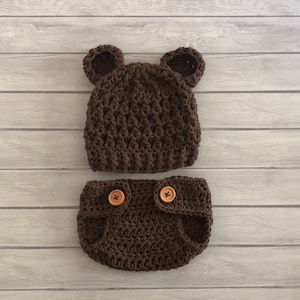 Baby brown bear hat, crochet animal hat, diaper cover, newborn photo prop, animal hats for newborns, woodland nursery
