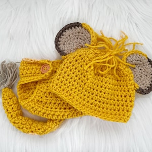 Lion hat and diaper cover, newborn photo prop, crochet baby hat, jungle nursery or baby shower, lion cub Halloween costume