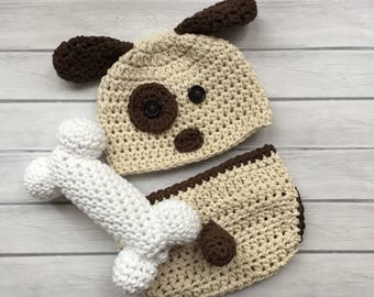 Puppy hat, crochet puppy hat, baby puppy hat, newborn puppy hat, newborn photo prop, dog hat, infant dog hat, crochet dog hat, newborn hat