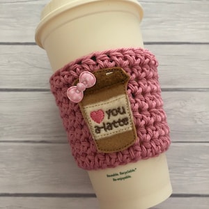 Cup cozy, coffee cozy, Valentine cup cozy, cup cozy, coffee cozy, coffee cup sleeve, coffee sleeve, crochet cup cozy, crochet coffee cozy,