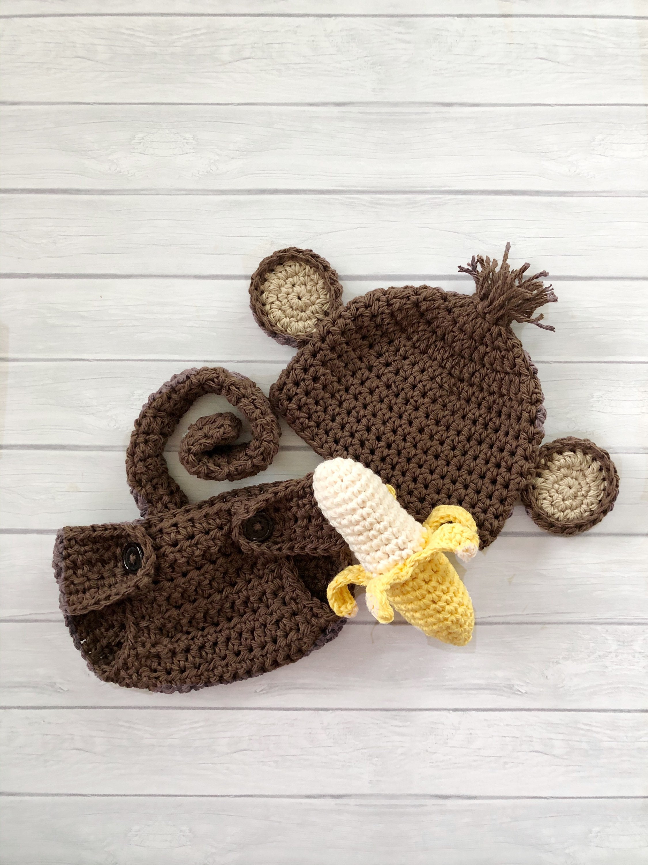Monkey Hat and Diaper Cover Newborn 
