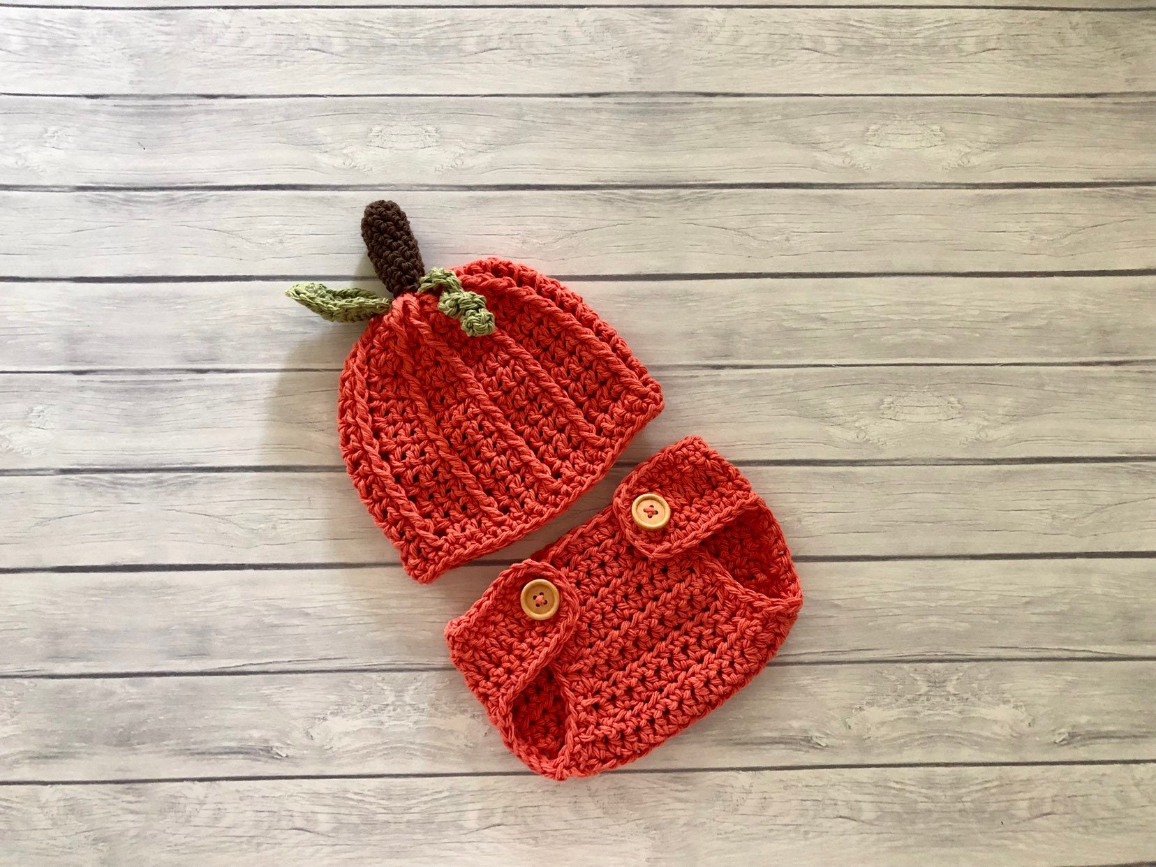 Baby Pumpkin Hat Newborn Photo Prop 