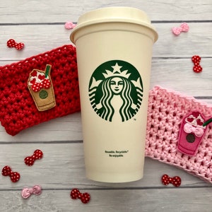 Coffee cup cozy, cup cozy, Valentine cup cozy, coffee cozy, crochet cup cozy, cozy, Valentine coffee, reusable cup sleeve, drink cozy