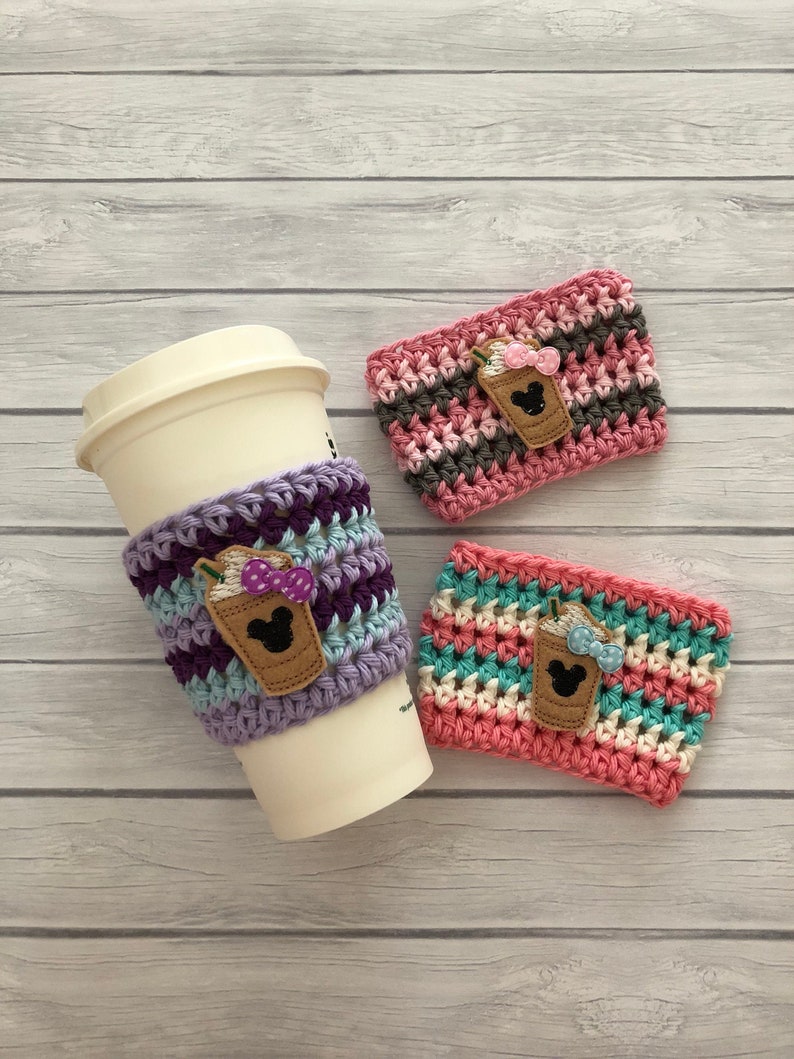 Coffee cozy, coffee sleeve, cup cozy, coffee cup cozy, crochet cup cozy, drink cozy, reusable cup sleeve, colorful coffee cozy image 1