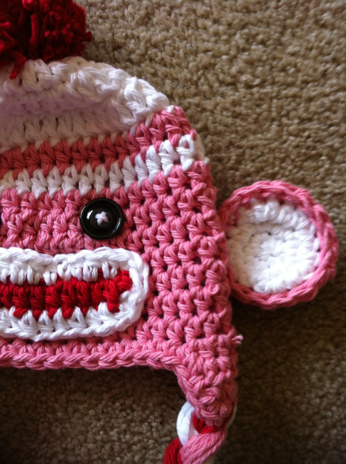 Sock Monkey Pink Sock Monkey Hat Monkey Crochet Hat Hat Etsy