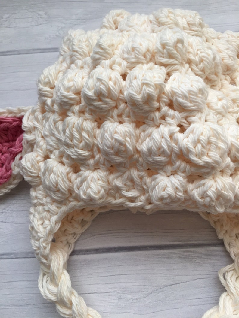Crochet lamb hat, newborn photo prop, Easter gift image 2