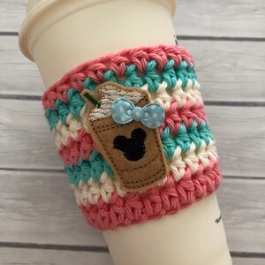 Coffee cozy, coffee sleeve, cup cozy, coffee cup cozy, crochet cup cozy, drink cozy, reusable cup sleeve, colorful coffee cozy image 4