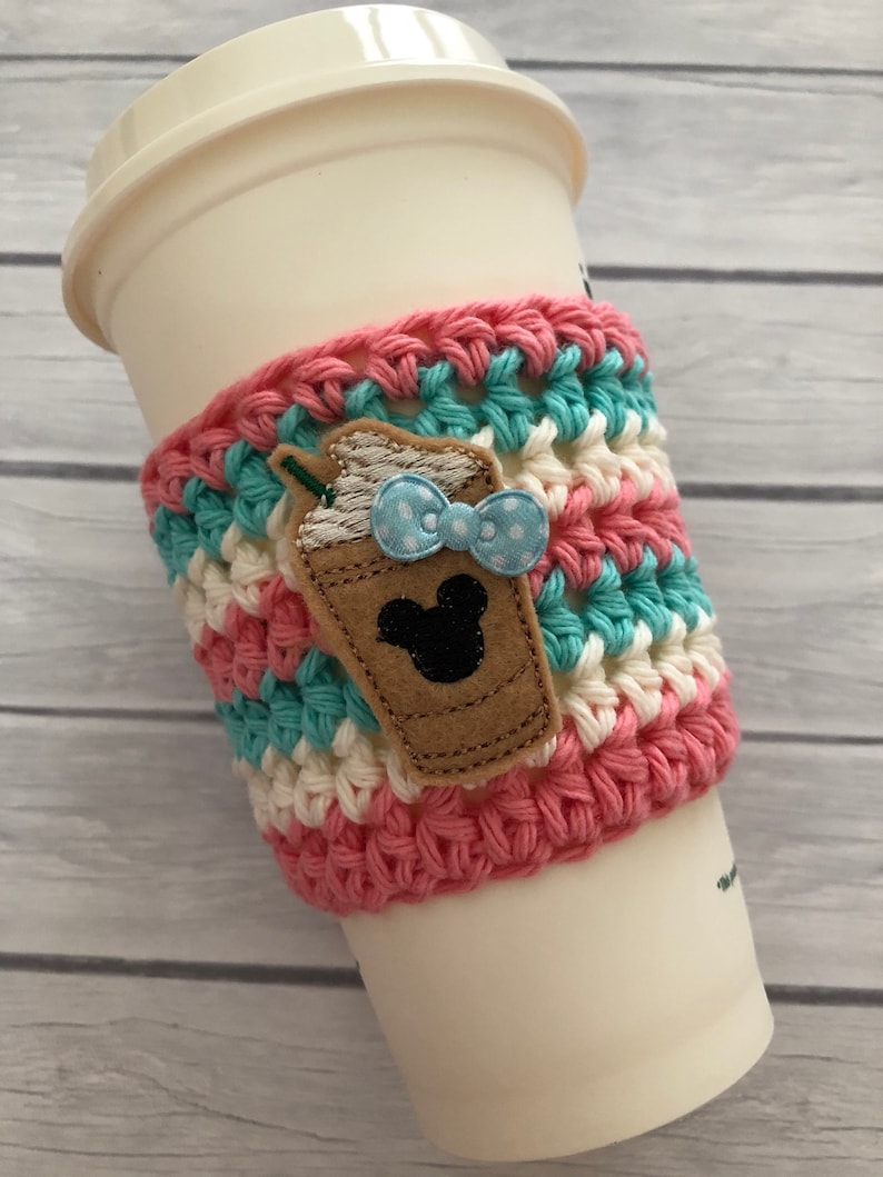 Coffee cozy, coffee sleeve, cup cozy, coffee cup cozy, crochet cup cozy, drink cozy, reusable cup sleeve, colorful coffee cozy image 4