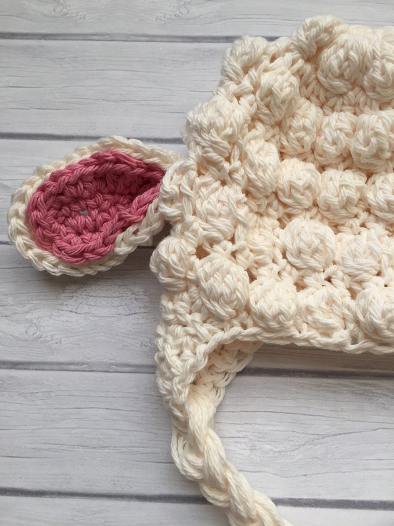 Crochet lamb hat, newborn photo prop, Easter gift image 3