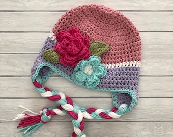 Crochet baby winter hat, winter hat for newborn or toddler, crochet earflap hat, warm winter hat