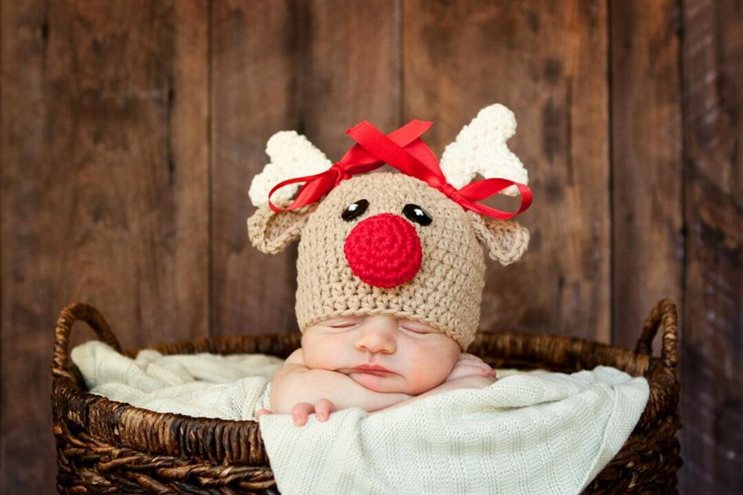 Reindeer Hat Crochet Reindeer Hat Baby Reindeer Hat Newborn