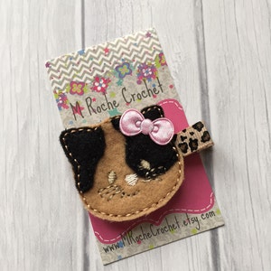 Kitty hair clip, hair clip, cat hair clip, kitty, hair clips, kitty hair clips, toddler hair clip, leopard print hair bow, toddler hair clip