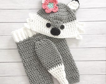 Cappello e pantaloni all'uncinetto con coda da volpe, accessorio per foto di neonati, vestito da volpe per bambini