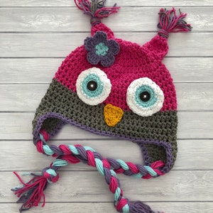Owl hat, crochet owl hat, owl, animal hat, crochet baby hat, baby hat, winter hat, toddler winter hat, newborn owl hat, pink owl hat