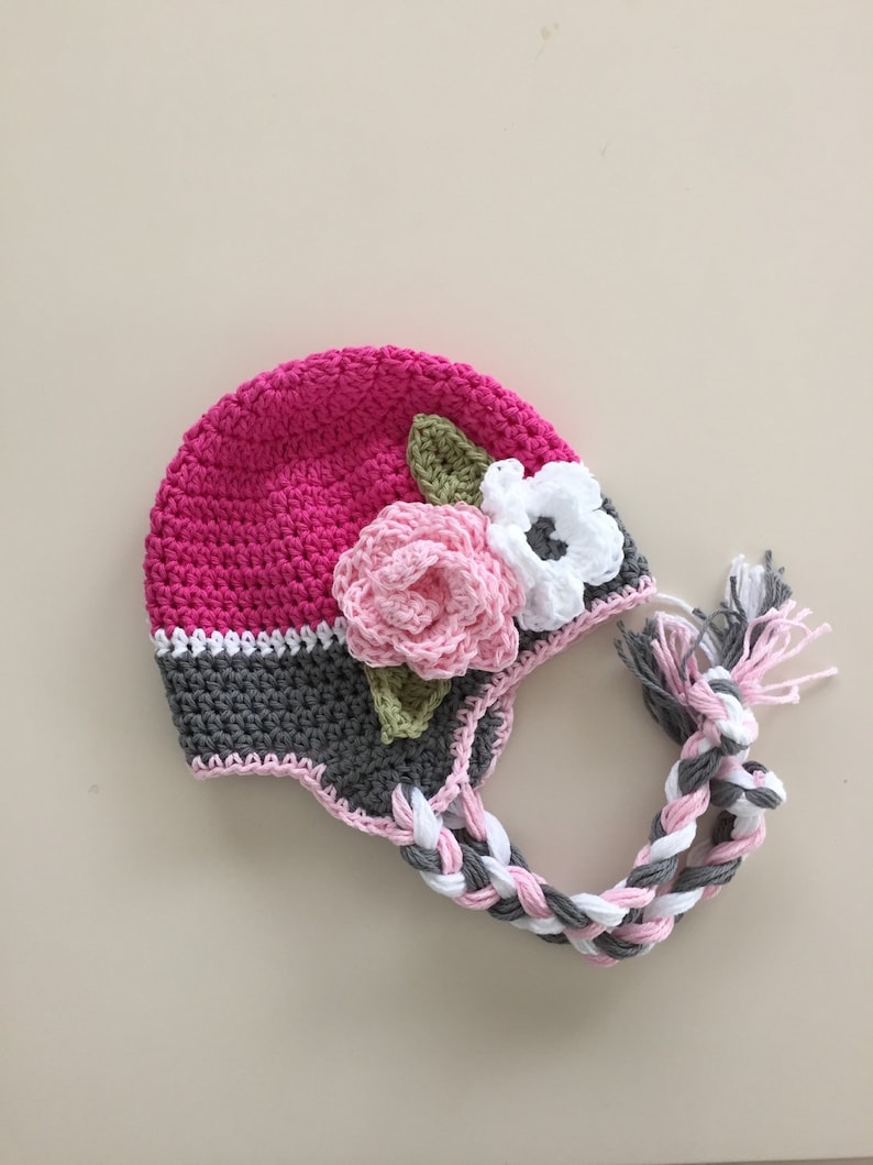 Baby Winter Hat Crochet Earflap Hat Girls Winter Hat Etsy