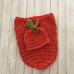 Pumpkin Hat and Cocoon, Newborn Photo Prop, Baby Halloween Costume