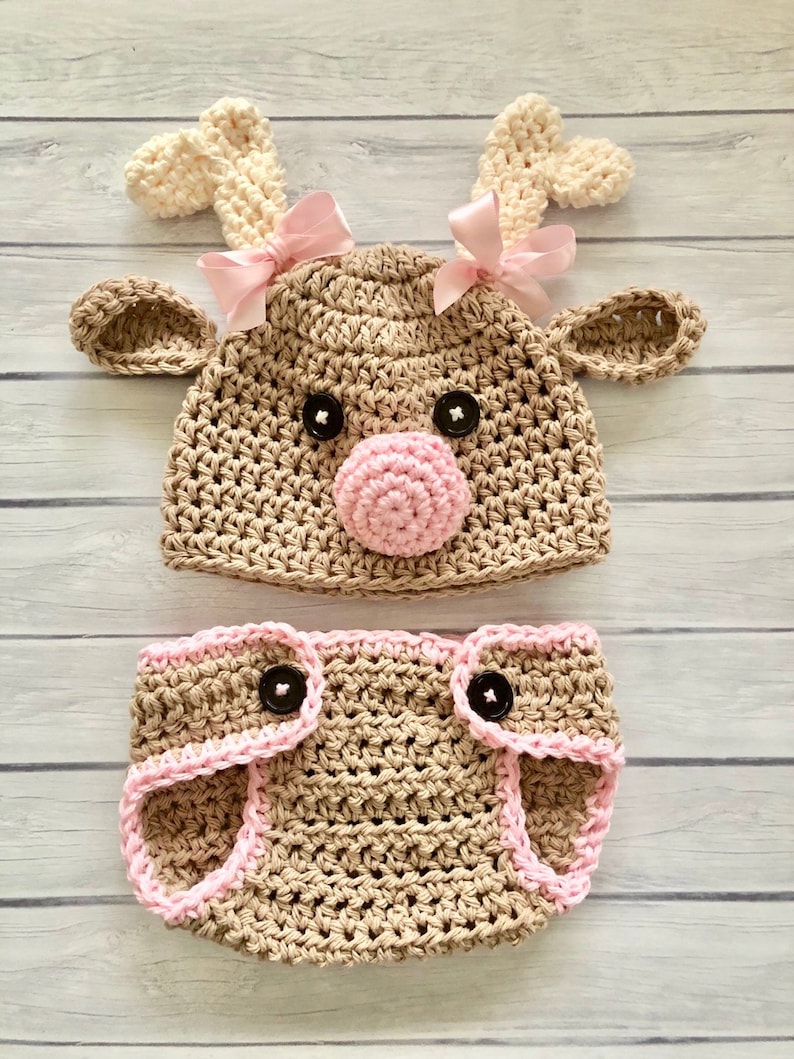 Crochet reindeer hat baby reindeer hat newborn reindeer ...