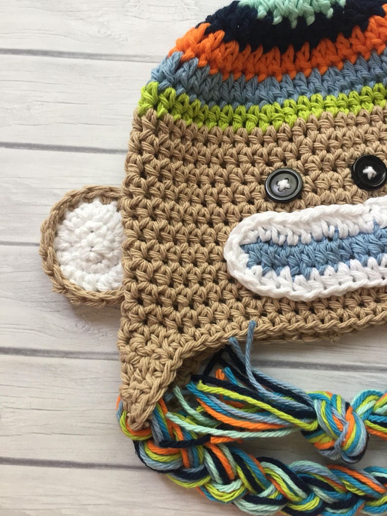 Sock Monkey Hat Crochet Sock Monkey Hat Newborn Sock Monkey Etsy