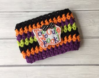 Crochet reusable cup cozy for Halloween, coffee cup cozy