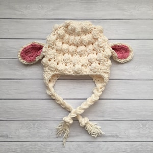 Crochet lamb hat, newborn photo prop, Easter gift image 1