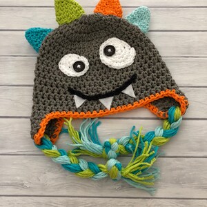 Monster hat, crochet monster hat, baby hat, Halloween hat, Halloween, monster costume, baby boy hat, monster beanie, toddler monster hat image 4