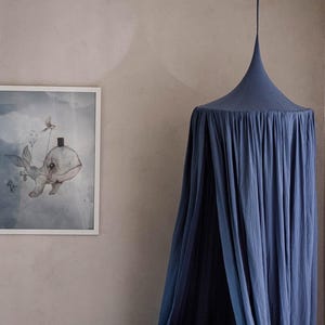 Organic Cotton Dark Blue Canopy: Nursery Decor, Play Tent