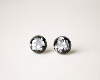 Black Pearl Shimmering Studs - Sea Shell Flakes Earrings BUY 2 GET 1 FREE