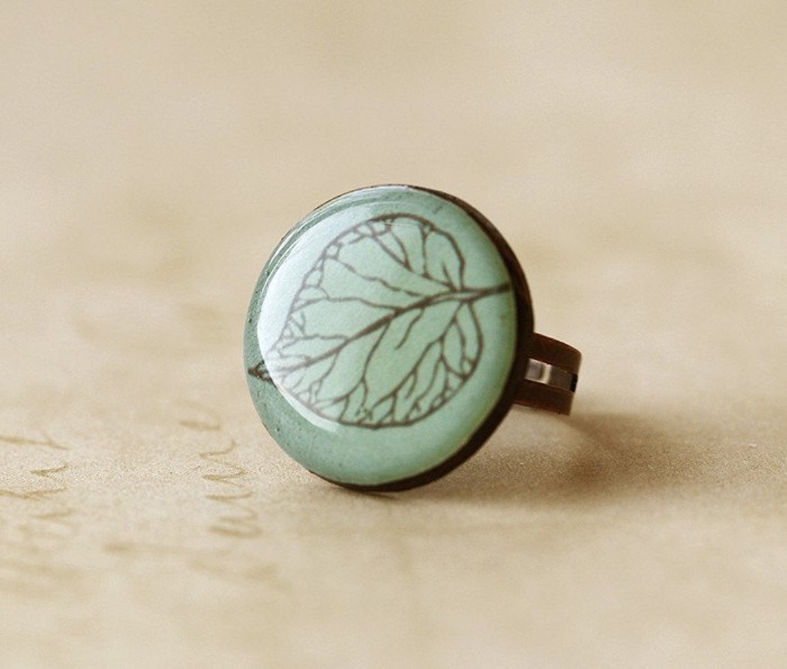 Frosted Leaf Clay Ring Etsy