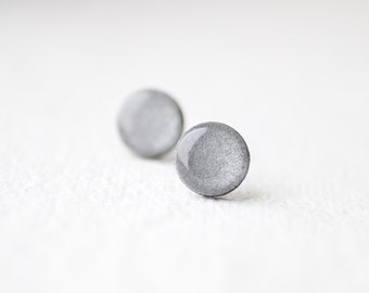 Silver Gray posts - Metallic Shimmer studs - Stud Earrings  buy 2 get 1 free
