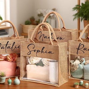 Personalized burlap tote bag,Custom Name Jute Bag,Bachelorette party gift,Lettered beach tote bag,Bridesmaid proposal gift bag,Beach bag