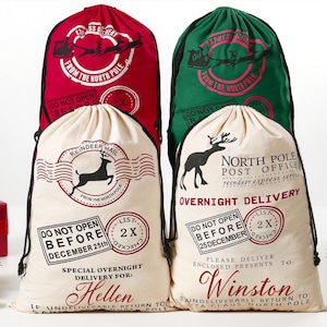 Custom Name Christmas Santa Bag,Christmas Gift Bags for Kids and Adults,Santa Delivery Sack,Extra Large Santa Bag,Personalized Christmas Bag