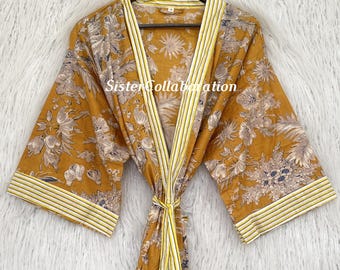 Indian Dress Bridesmaid Robe: Women's Floral Cotton Kimono