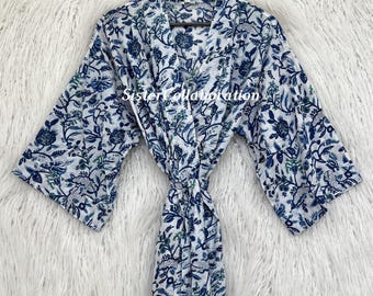 Cotton Plus Size Women's Kimono: Floral Kimono Robe, Party Wear