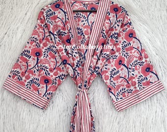 Handprinted Bridesmaid Cotton Kimono: Lightweight Cotton Dress