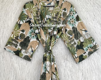 Bohemian Summer Loungewear: Boho Floral Cotton Kimono Robe