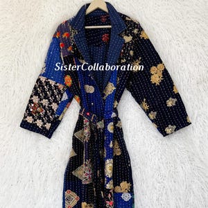 Indian Patchwork Kantha Jacket: Vintage Boho Khambadiya Kimono Jacket