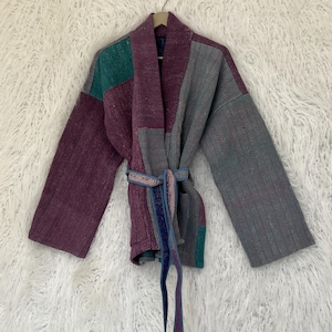Handmade Vintage Kantha Jacket - Boho Hippie Women&#39;s Coat from Kantha Blanket, Cotton kantha Kimono. 09