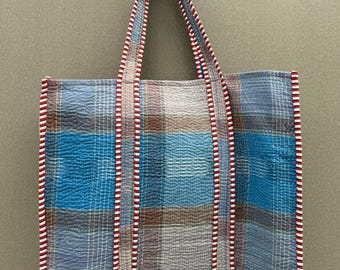 Bolsa Tote Kantha Vintage: Bolsa de Compras Boho em Algodão Reciclado nº 22