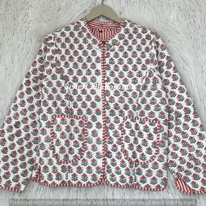 Handcrafted Cotton Quilted Patchwork Jacket: Boho Floral Reversible Coat
