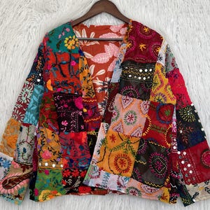 Bestickter Resort-Mantel: Modische Boho-Vintage-Festivaljacke Nr. 03
