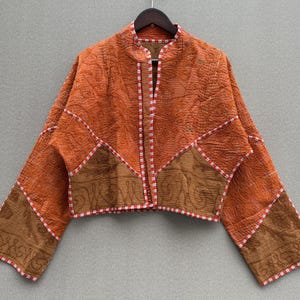 Reversible Kantha Suzani Jacket: Embroidered Floral Cotton Coat, Boho Festival Wear # 18